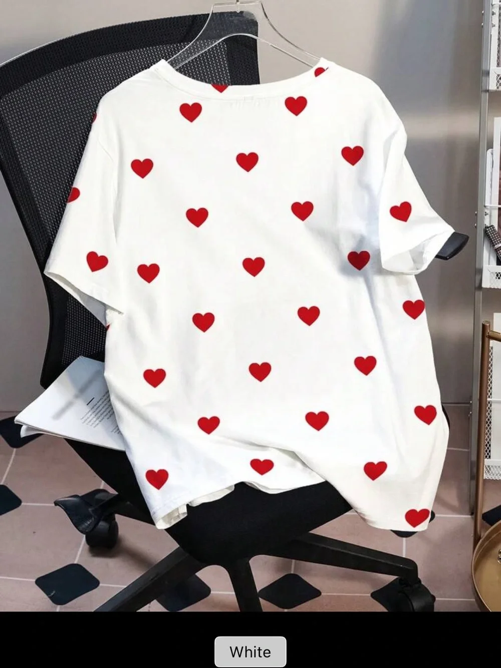 Betty Boop White Tee with Red Heart Motif - Picture 2 of 8